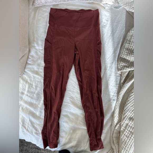 Athleta Deep Red Leggings - Picture 1 of 7